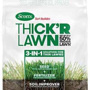 Scotts Turf Builder THICK'R LAWN Grass Seed, Fertilizer, and Soil Improver for Sun & Shade, 1,200 sq. ft., 12 lbs.