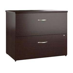 bush business furniture oiah011mrsu 2 drawer lateral file cabinet | locking storage for letter, legal, and a4-size documents, mocha cherry