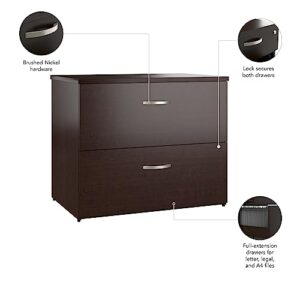 Bush Business Furniture OIAH011MRSU 2 Drawer Lateral File Cabinet | Locking Storage for Letter, Legal, and A4-Size Documents, Mocha Cherry