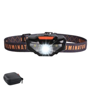 cosoos mini led headlamp flashlight with carrying case, 1.6oz lightweight small head lamp waterproof running headlamp, bright headlight for adults, kids, camping, reading (no aa battery)