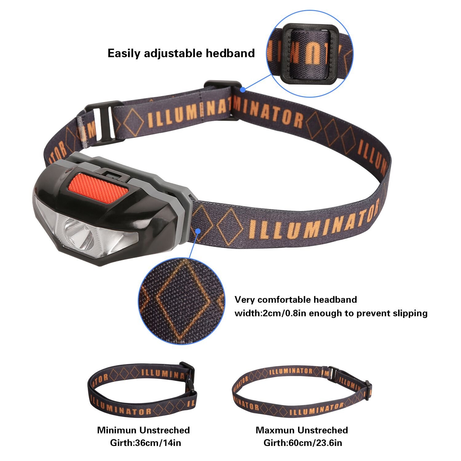 COSOOS Mini LED Headlamp Flashlight with Carrying Case, 1.6oz Lightweight Small Head Lamp Waterproof Running Headlamp, Bright Headlight for Adults, Kids, Camping, Reading (NO AA Battery)