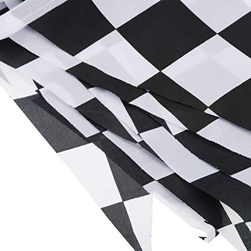 10 Meters Checkered Pennant Banner Racing Flag Party Flag Banner Accessory for Race Theme Birthday Party Decoration