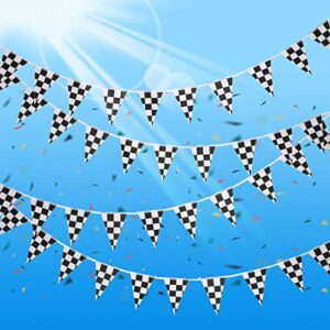 10 Meters Checkered Pennant Banner Racing Flag Party Flag Banner Accessory for Race Theme Birthday Party Decoration