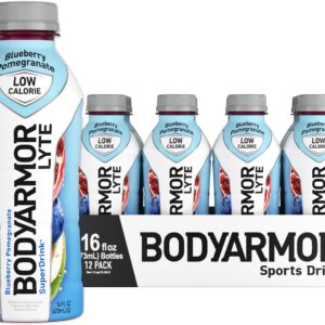 BODYARMOR LYTE Sports Drink Low-Calorie Sports Beverage, Blueberry Pomegranate, Coconut Water Hydration, Natural Flavors With Vitamins, Potassium-Packed Electrolytes, Perfect For Athletes, 16 Fl Oz (Pack of 12)