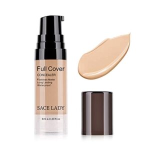 pro full cover liquid concealer, waterproof smooth matte flawless finish creamy concealer foundation corrector for eye dark circles spots face concealer makeup base, 6ml/0.20fl oz