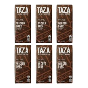 taza chocolate organic amaze bar 95% stone ground, wicked dark, 2.5 ounce (6 count), vegan
