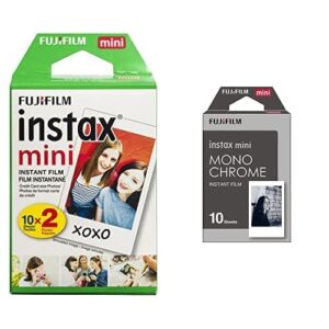 fujifilm instax mini instant film twin pack (white) and instax mini monochrome film - 10 exposures