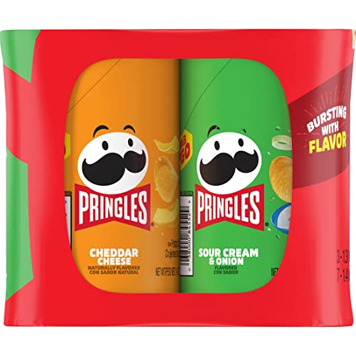 Pringles Potato Crisps Chips, Lunch Snacks, Office and Kids Snacks, Grab N' Go Snack Pack, Variety Pack, 13.7oz Tray (10 Cans)