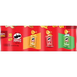 Pringles Potato Crisps Chips, Lunch Snacks, Office and Kids Snacks, Grab N' Go Snack Pack, Variety Pack, 13.7oz Tray (10 Cans)