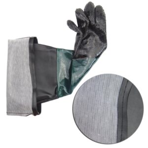 Jewboer 23.6" Rubber Sandblast Cabinet Gloves,Sandblasting Sand Blaster Gloves for Sandblaster Blast Abrasive Cabinet