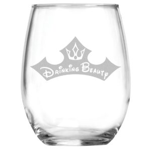 my princess name is drinking beauty princess wine glass engraved birthday present funny anniversary gifts couples handmade crown aurora movie themed 15oz stemless wine glass