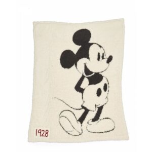 barefoot dreams cozychic unisex classic mickey mouse baby blanket disney series- cream/carbon