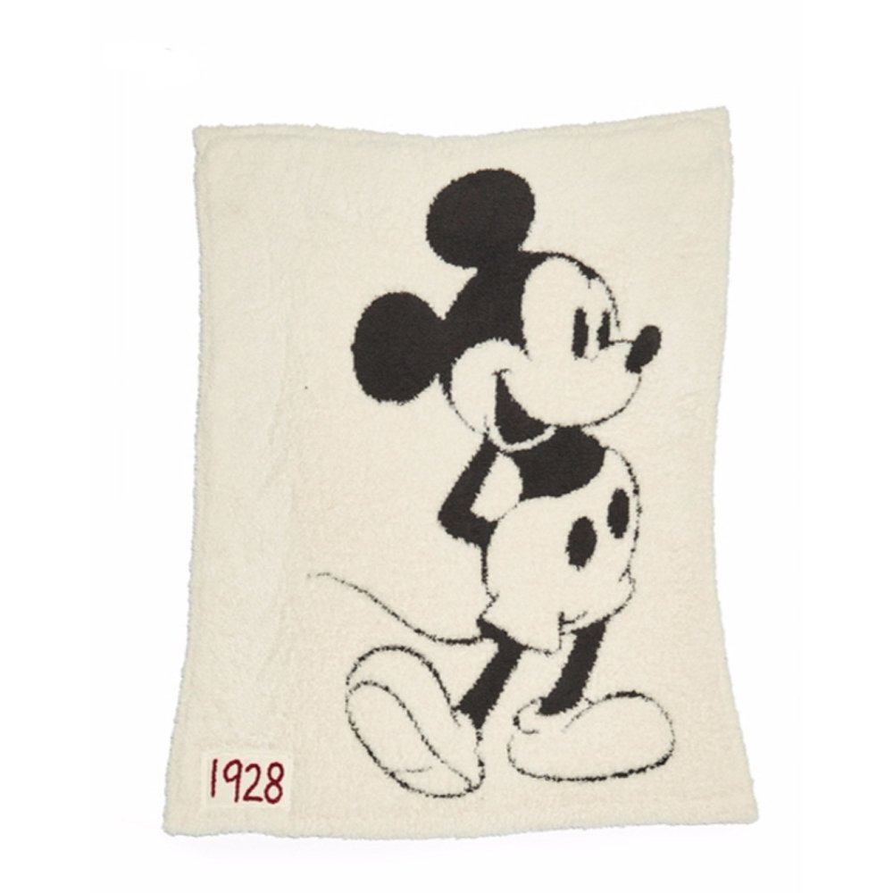 Barefoot Dreams CozyChic Unisex Classic Mickey Mouse Baby Blanket Disney Series- Cream/Carbon