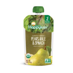 Happy Baby Pears Kale and Spinach Organic Baby Food, 4 Oz Pouch