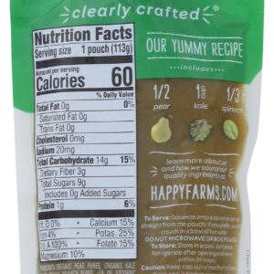 Happy Baby Pears Kale and Spinach Organic Baby Food, 4 Oz Pouch