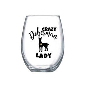 doberman gifts for women funny stemless wine glass for her dobie mom cup 0054