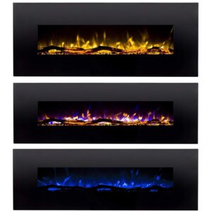 Regal Flame Denali Black 60 Log, Pebble, Crystal, 3 Color Heater Electric Wall Mounted Fireplace Better Than Wood Fireplaces, Gas Logs, Fireplace Inserts, Gas Fireplaces, Space Heaters, Propane