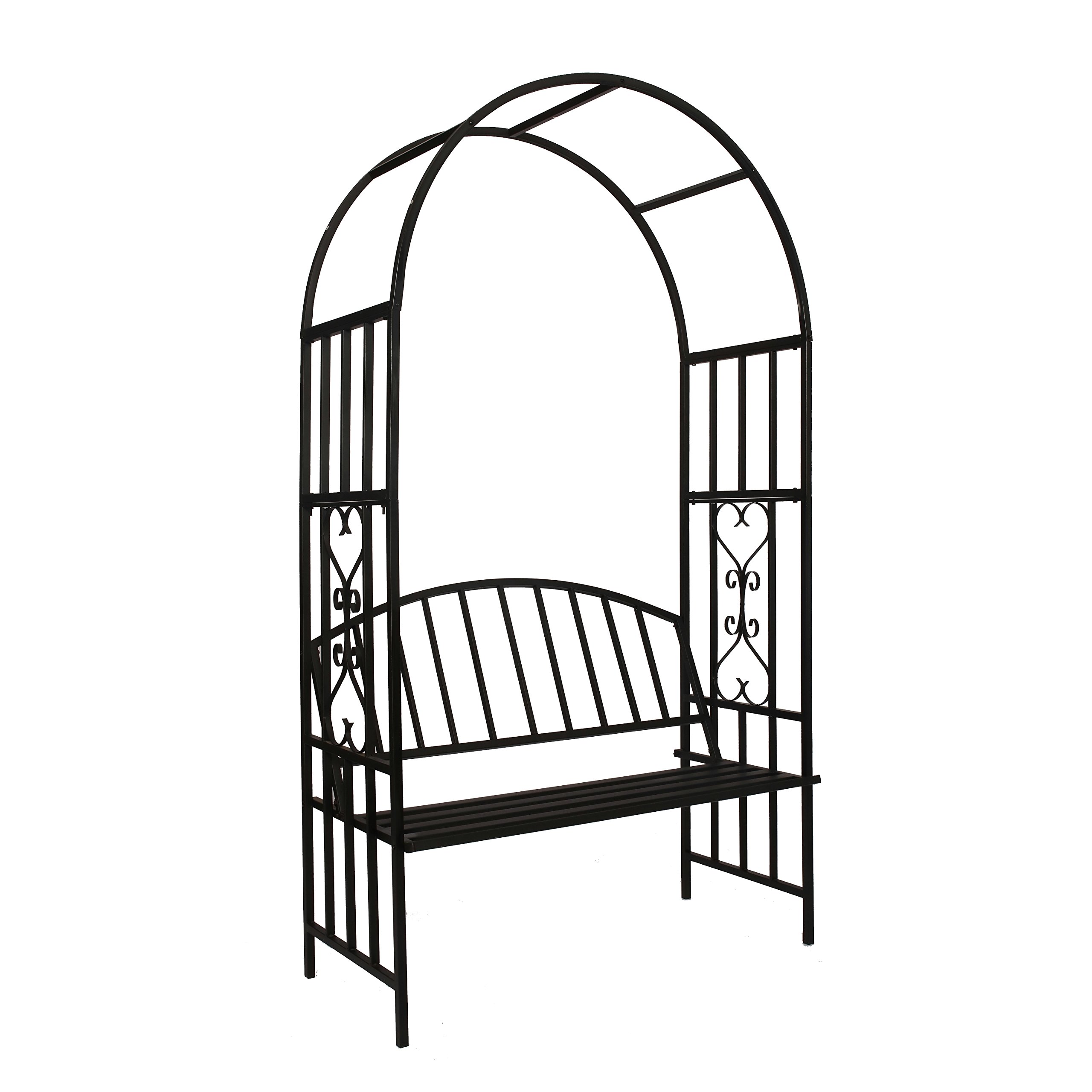 Better Garden Steel Garden Arch with Seat for 2 People, 6'7" High x 3'7" Wide, Garden Arbor for Various Climbing Plant, Outdoor Garden Lawn Backyard