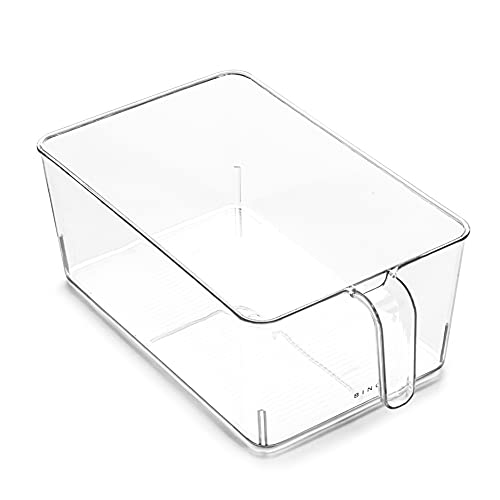 BINO | Clear Storage Organizer | THE HOLDER COLLECTION | Clear Containers for Organizing with Built-in Handles | Pantry Organization and Storage | Fridge Organizer | Smart Storage Bin Cabinet | Large