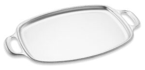 metallurgica motta san marco stainless steel rectangular serving tray with handles, 13.8 x 10.2-inches