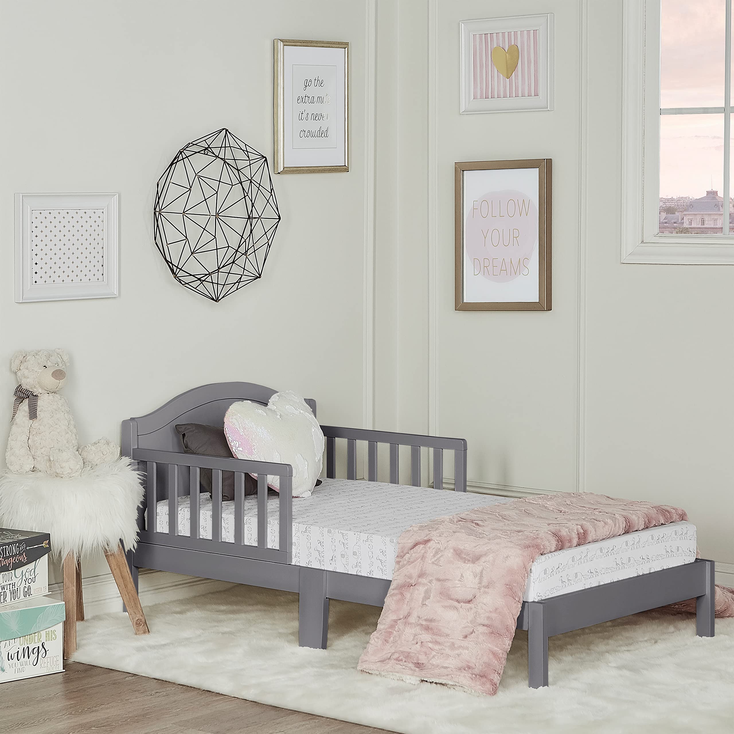 Dream On Me Sydney Toddler Bed in Steel Grey, Greenguard Gold Certified