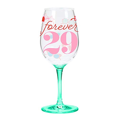 X&O Paper Goods QWGO-20896 29' Acrylic Wine Glass, 12 oz, Forever 29 Birthday