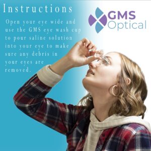 GMS Optical Glass Eye Wash Cup - Soothing Relief from Allergens, Irritants, Makeup, Dust, Dry Eyes and More - Use with Distilled Water or Saline (10 mL Volume)