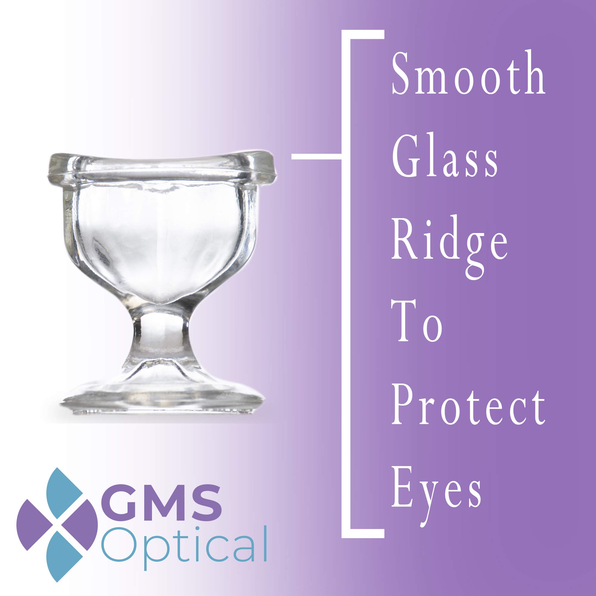 GMS Optical Glass Eye Wash Cup - Soothing Relief from Allergens, Irritants, Makeup, Dust, Dry Eyes and More - Use with Distilled Water or Saline (10 mL Volume)