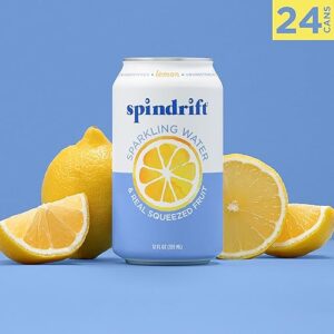 spindrift sparkling water, lemon flavored, made with real squeezed fruit, 12 fl oz cans, pack of 24 (only 3 calories per can)