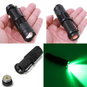 WAYLLSHINE Single Mode Green LED Flashlight, Hunting Light Mini Green Light Flashlight, 1 Mode Green Flashlight, Green Flashlight Torch for Hunting Night Observation