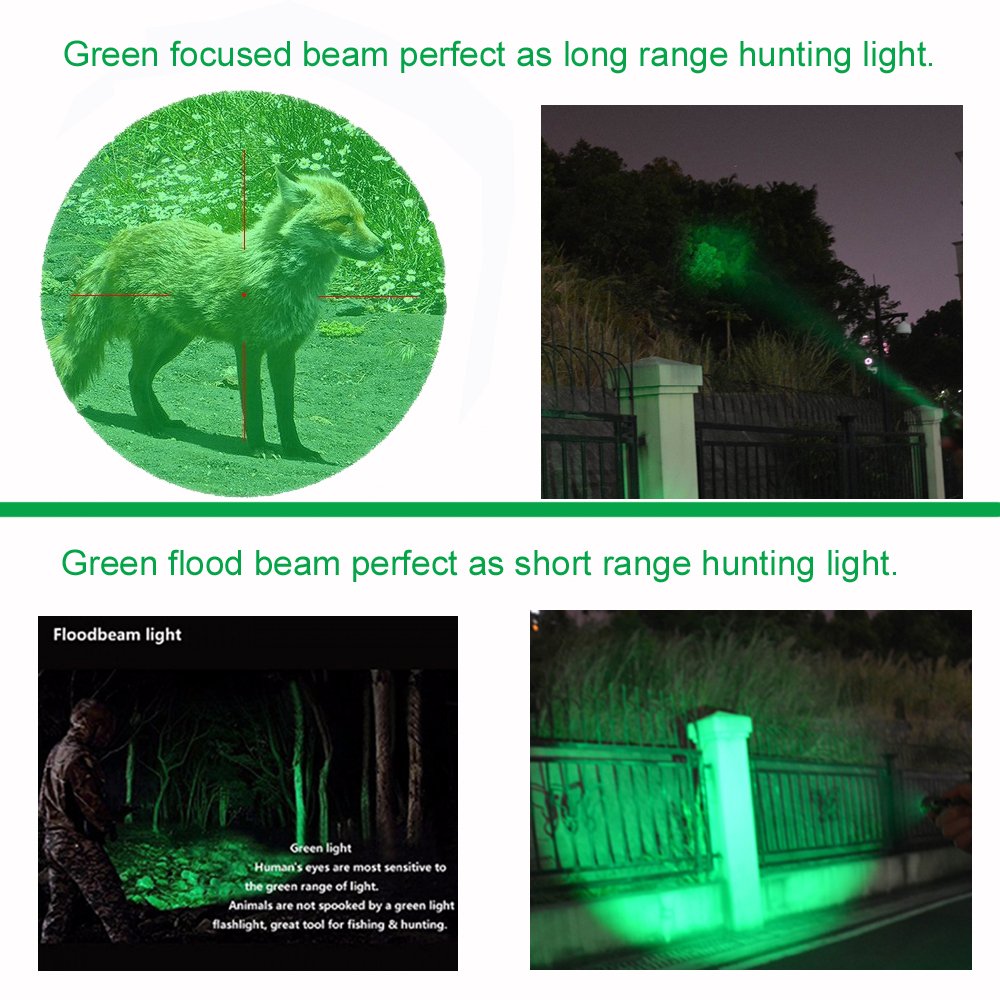 WAYLLSHINE Single Mode Green LED Flashlight, Hunting Light Mini Green Light Flashlight, 1 Mode Green Flashlight, Green Flashlight Torch for Hunting Night Observation