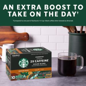 Starbucks K-Cup Coffee Pods, Medium Roast Coffee With 2X Caffeine House Blend For Keurig Coffee Makers, 100% Arabica, 6 Boxes (60 Pods Total)