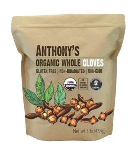 anthony's organic whole cloves, 1 lb, gluten free, non gmo, non irradiated, keto friendly
