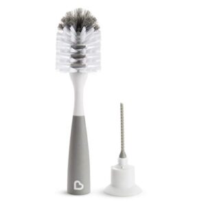 munchkin® miracle™ dual sided cup and baby bottle brush, includes straw brush, grey