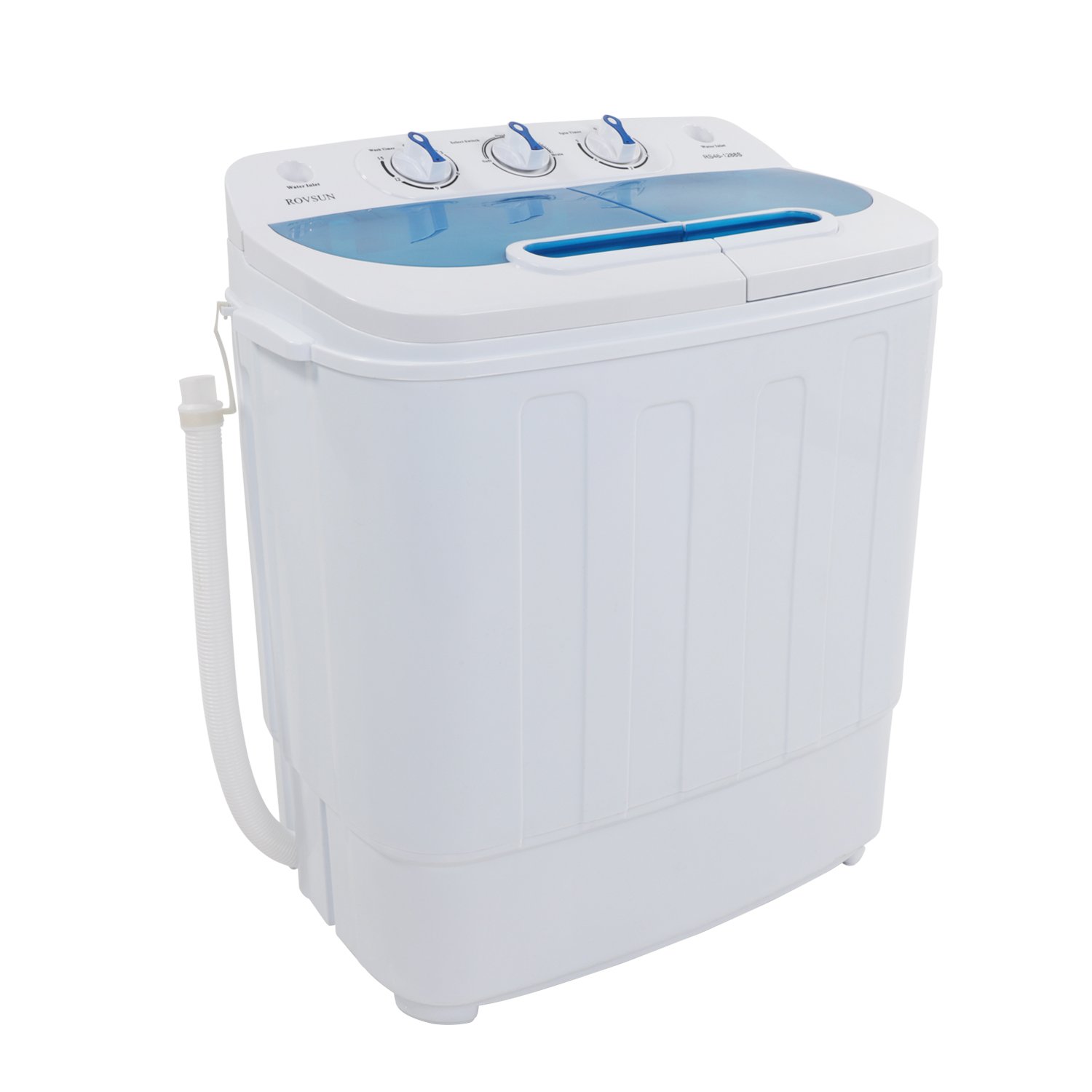 ROVSUN 15LBS Portable Washing Machine with Draining Pump, Electric Mini Washer with Twin Tub, Great for Home RV Camping Mini Dorms Apartments College