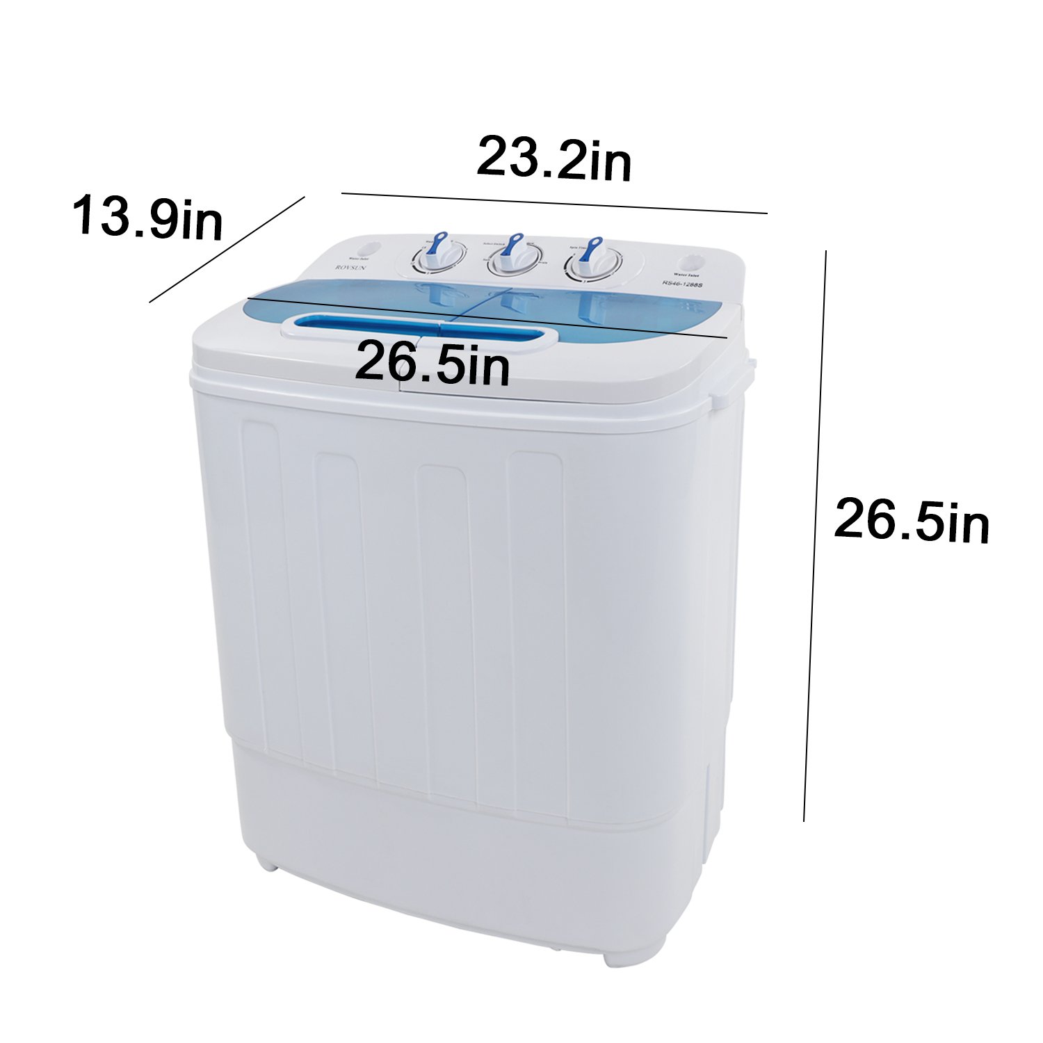 ROVSUN 15LBS Portable Washing Machine with Draining Pump, Electric Mini Washer with Twin Tub, Great for Home RV Camping Mini Dorms Apartments College