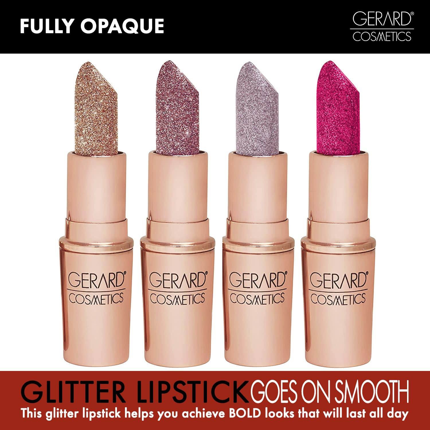 Gerard Cosmetics Glitter Lipstick (Hollywood Blvd) | Nude Pink Lipstick with Sparkling Metallic Glitter | Long Lasting, Smooth Formula | Highly Pigmented Opaque Color | Cruelty Free & Made in USA