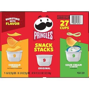 Pringles Potato Crisps Chips, Lunch Snacks, On-the-Go Snacks, Snack Stacks, Variety Pack, 19.3oz Box (27 Cups)​​