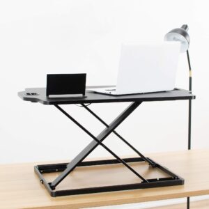 VIVO Single Top Height Adjustable 27 inch Standing Desk Converter, Sit Stand Tabletop Monitor Laptop Riser Workstation, Black, DESK-V000HB