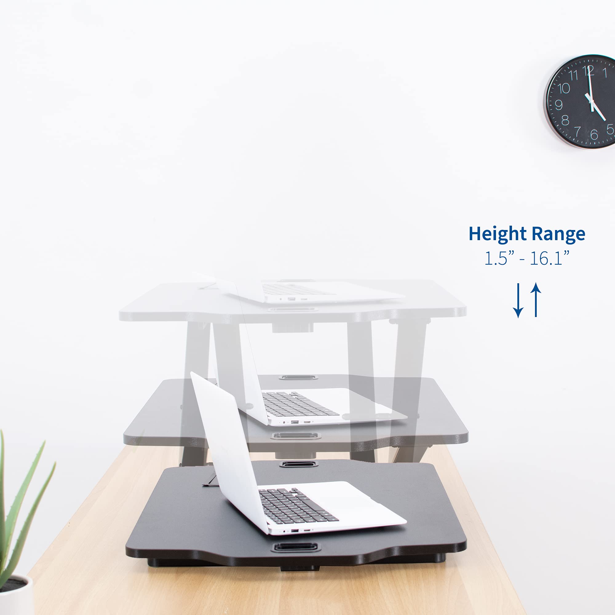 VIVO Single Top Height Adjustable 27 inch Standing Desk Converter, Sit Stand Tabletop Monitor Laptop Riser Workstation, Black, DESK-V000HB