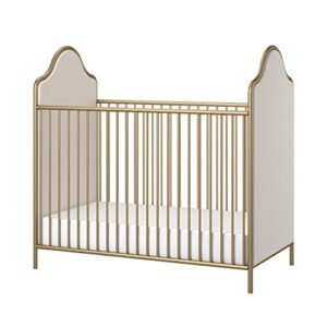 little seeds piper upholstered metal crib, gold