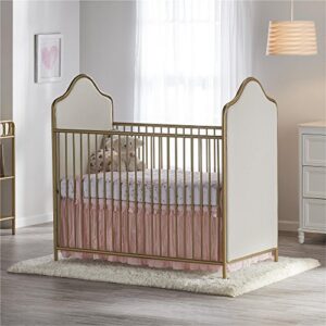 Little Seeds Piper Upholstered Metal Crib, Gold