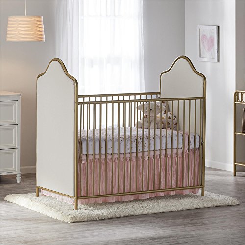 Little Seeds Piper Upholstered Metal Crib, Gold