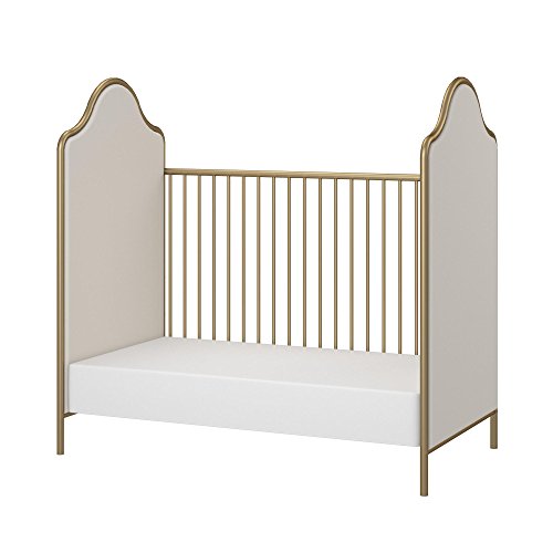 Little Seeds Piper Upholstered Metal Crib, Gold