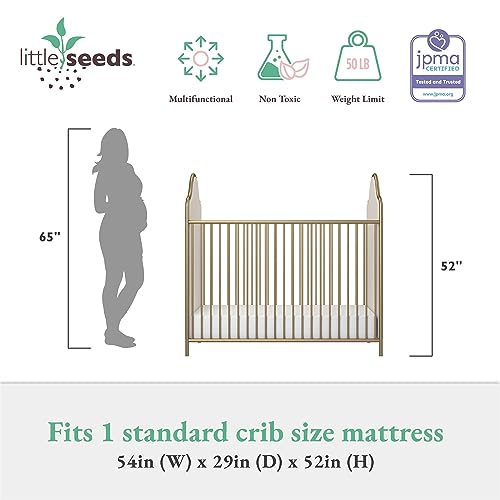 Little Seeds Piper Upholstered Metal Crib, Gold