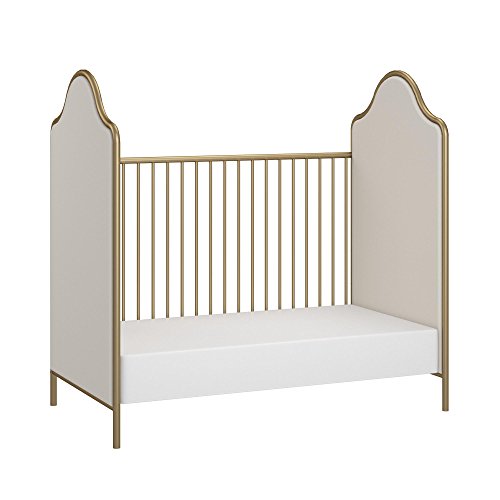 Little Seeds Piper Upholstered Metal Crib, Gold