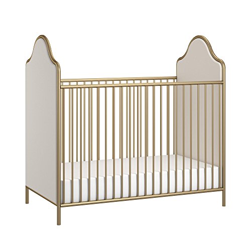 Little Seeds Piper Upholstered Metal Crib, Gold