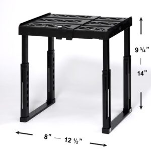 Tools for School Adjustable Locker Shelf Strong ABS Plastic - Width Adjusts from 8"-12.5" & Height Adjusts from 10"-14" - Patented Design - Beware of Cheap IMITATIONS - (Black)