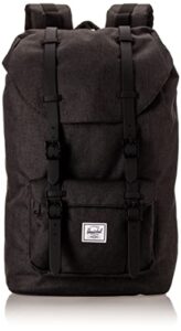 herschel little america laptop backpack, black crosshatch/black rubber, mid-volume 17.0l