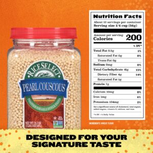 RiceSelect Pearl Couscous, Israeli-Style Wheat Couscous Pasta, Non-GMO, 24.5-Ounce Jar, (Pack of 1)